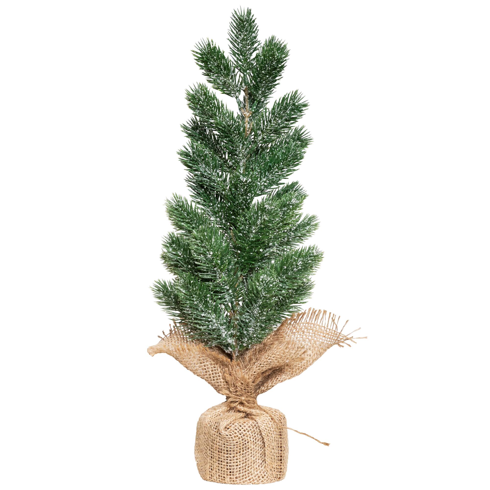 17.5" Unlit Frosted Pine Christmas Tree in Burlap Base